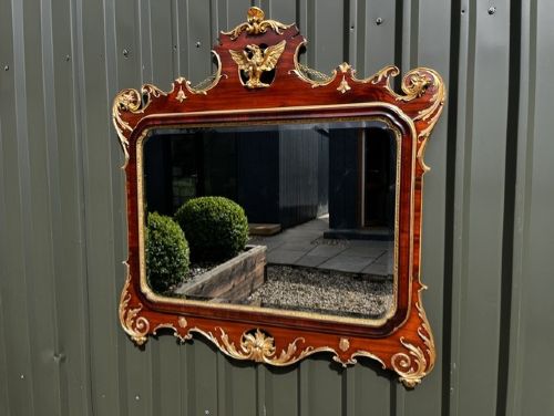 A Chippendale Style Mahogany and Gilt Wood Overmantel Mirror.