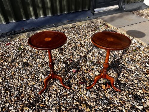 A Pair of Fine Quality Edwardian Period Mahogany Inlaid Wine Tables