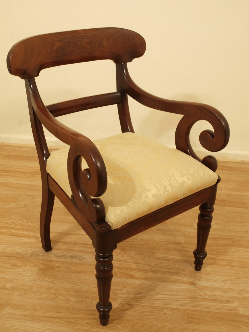 A Mahogany Early Victorian Period Antique Desk/Carver Chair