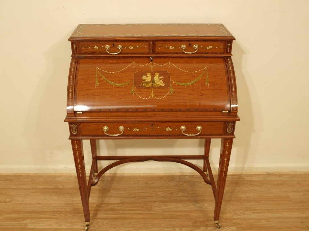 A Superb Quality Satinwood Edwardian Period Bonheur De Jour