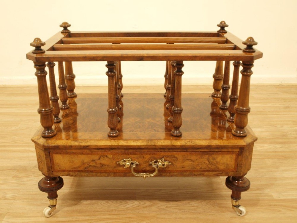 A Burr Walnut & Walnut Victorian Period Antique Canterbury