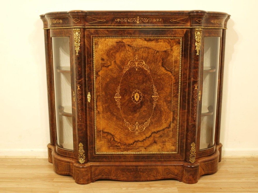 A Beautiful Burr Walnut Victorian Period Antique Credenza
