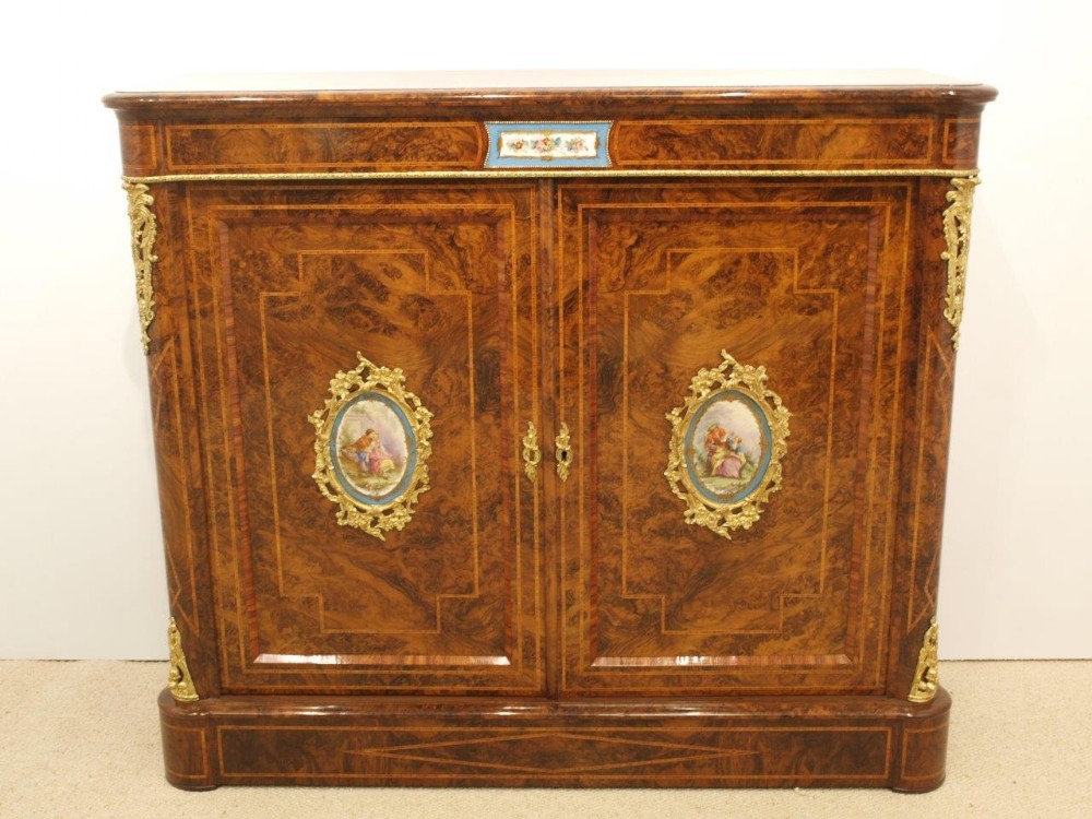 A Beautiful Burr Walnut, Kingwood & Ormolu Victorian Period Side Cabinet