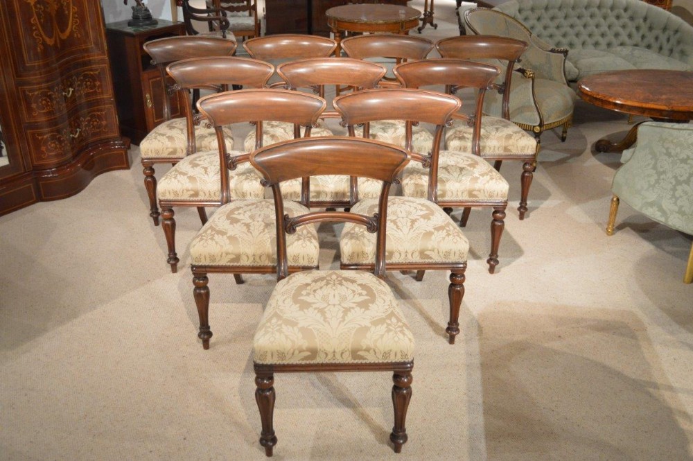 A Good Set Of 10 Mahogany Victorian Period Antique Dining Chairs