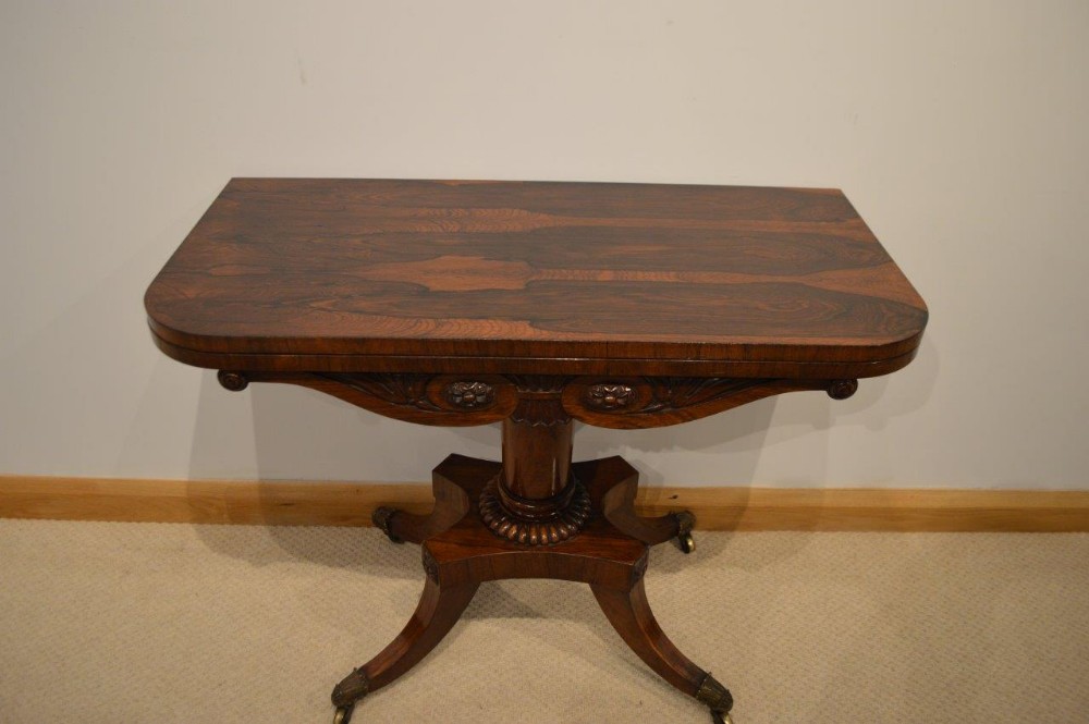 A Rosewood Regency Period Antique Fold Over Tea Table