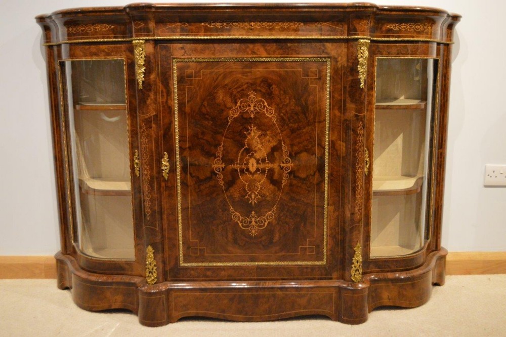 A Stunning Burr Walnut Ormolu Mounted Victorian Period Antique Credenza