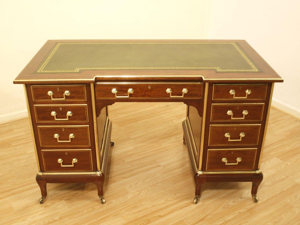A Beautiful Mahogany & Brass Mounted Late Victorian Writing Desk