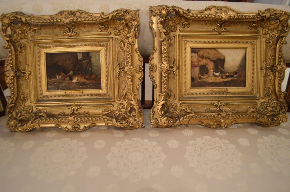 A Good Pair Of Oil Paintings By Charles Jacque