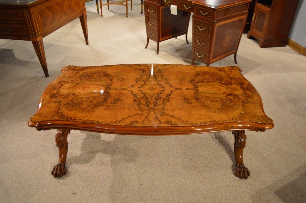 A Superb Quality Burr Walnut Victorian Period Antique Coffee Table