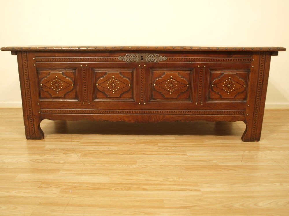 A Large French 18th Century Country Fruitwood Coffer
