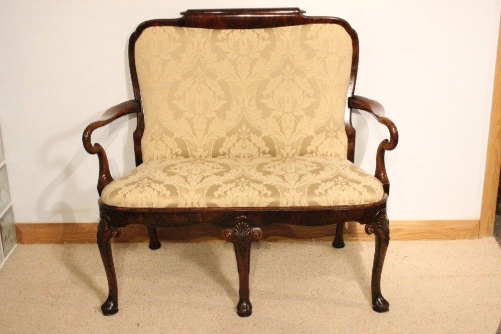 A Walnut George I Style Two Seater Settee