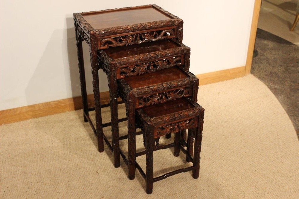 A Hardwood Chinese Quartetto Of Tables