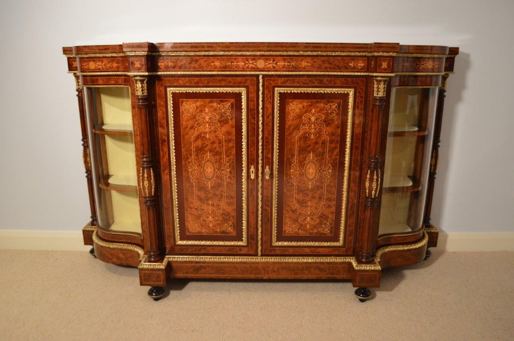 A Beautiful Amboyna, Purple Heart & Walnut Victorian Period Credenza
