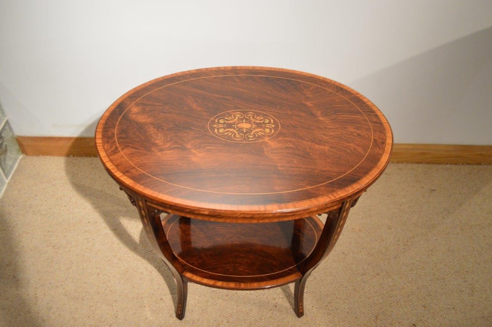 A Beautiful Late Rosewood & Marquetry Inlaid Late Victorian Period Occasional Table