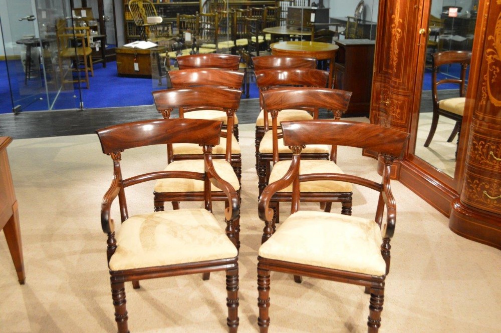 A Good Set Of 8 Mahogany William IV Period Dining Chairs