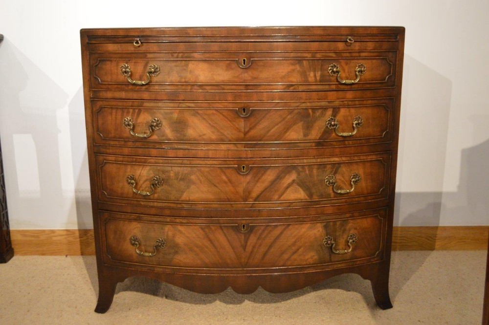 A Mahogany Regency Style Bow Front Antique Bachelors Drawers