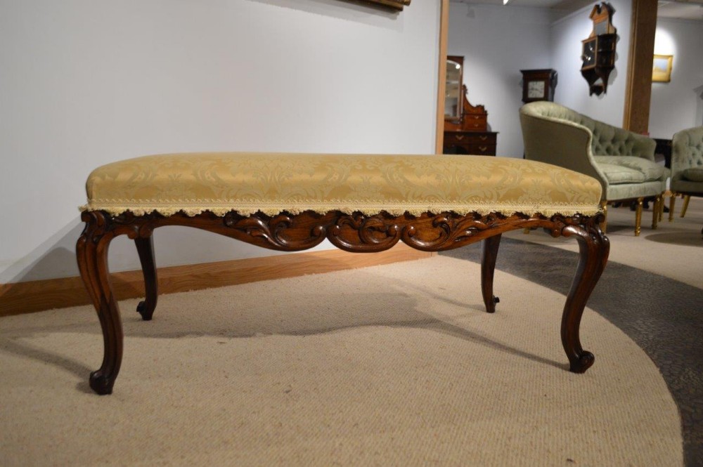 A Rosewood Early Victorian Period Cabriole Leg Stool