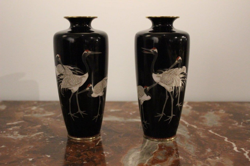 A Pair Of Japanese Meiji Period Cloisonné Vases