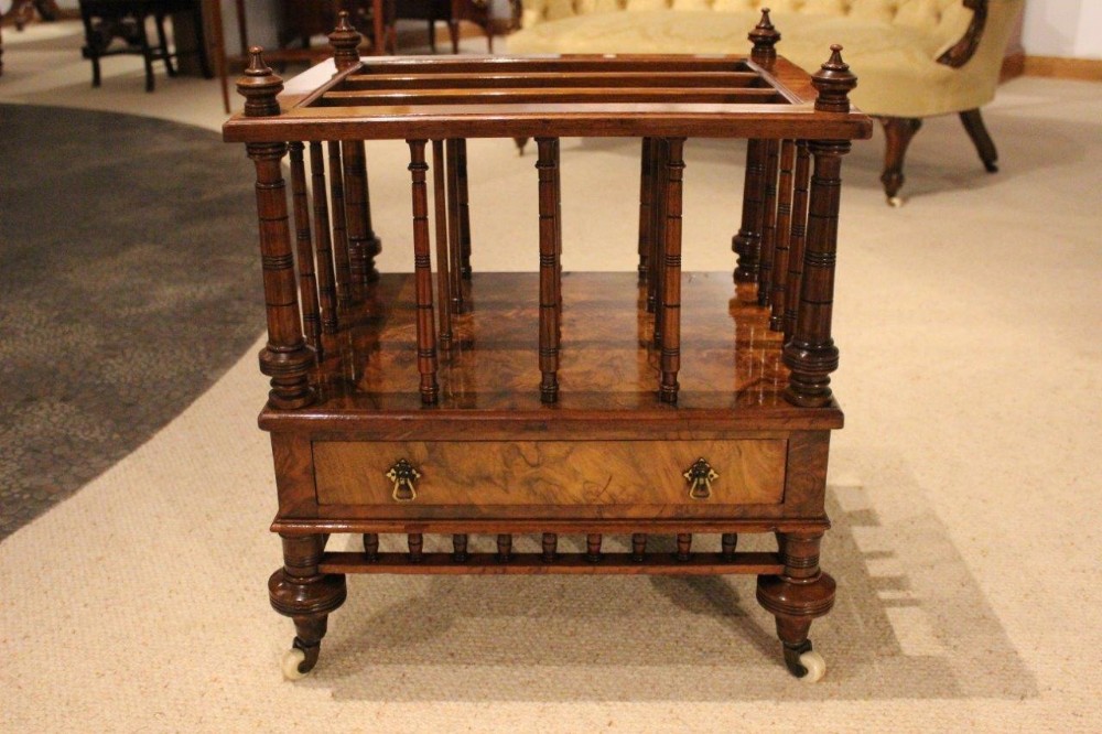 A Burr Walnut & Walnut Victorian Period Antique Canterbury