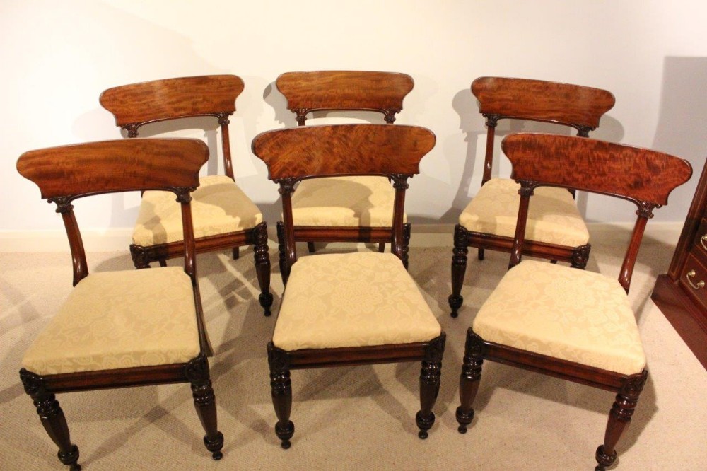 A Good Set Of 6 Mahogany Late Regency/William IV Period Antique Dining Chairs