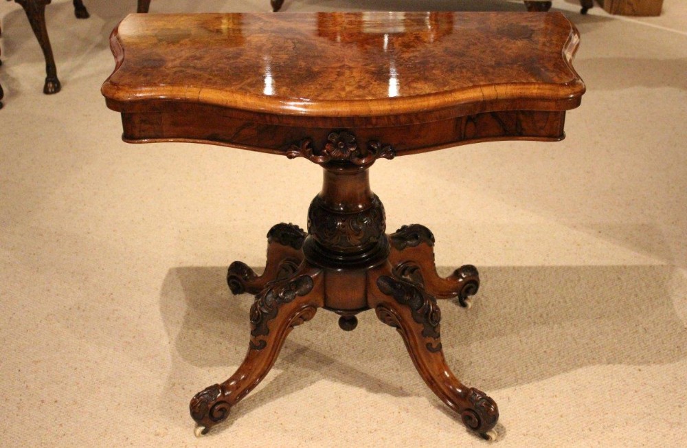 A Fine Burr Walnut Victorian Period Fold Over Games Table