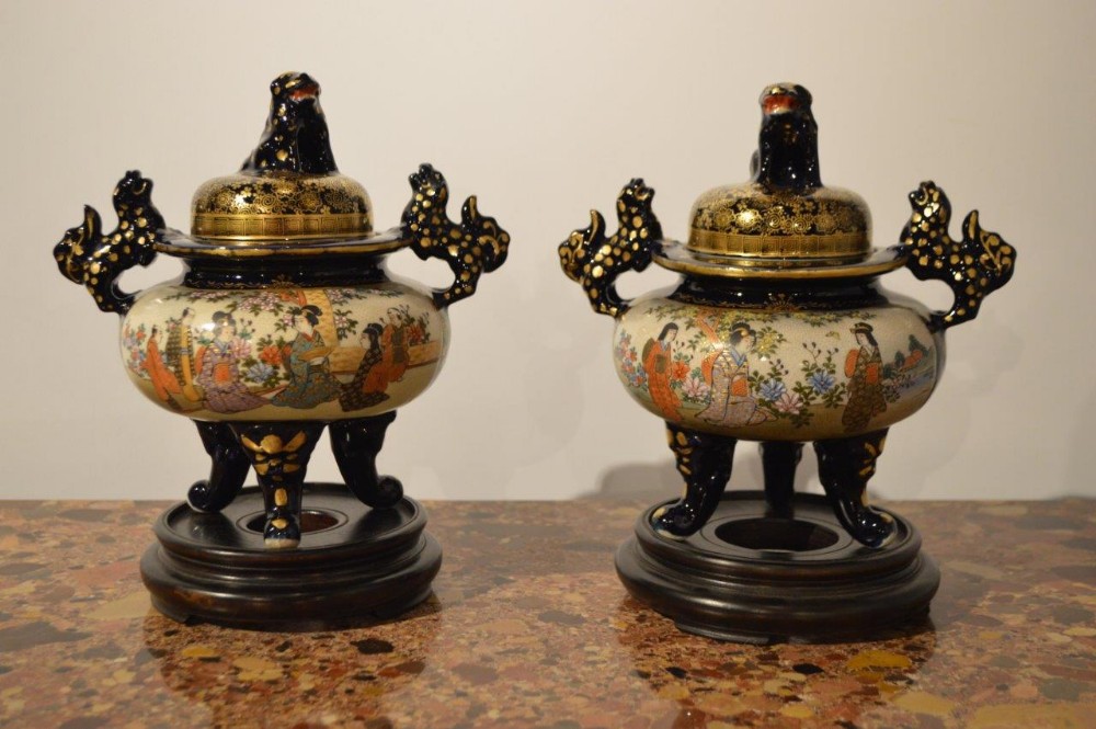 A Pair of Japanese Meiji Period Satsuma Koros