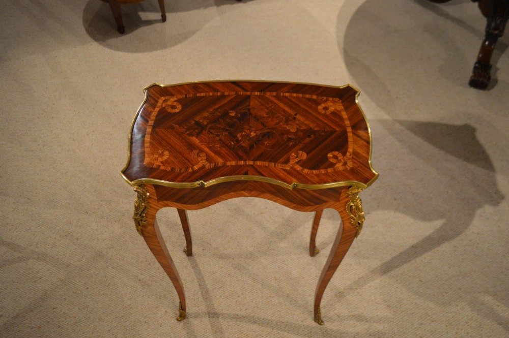 Stunning Quality French Kingwood & Marquetry Inlaid 19th Century Occasional Table