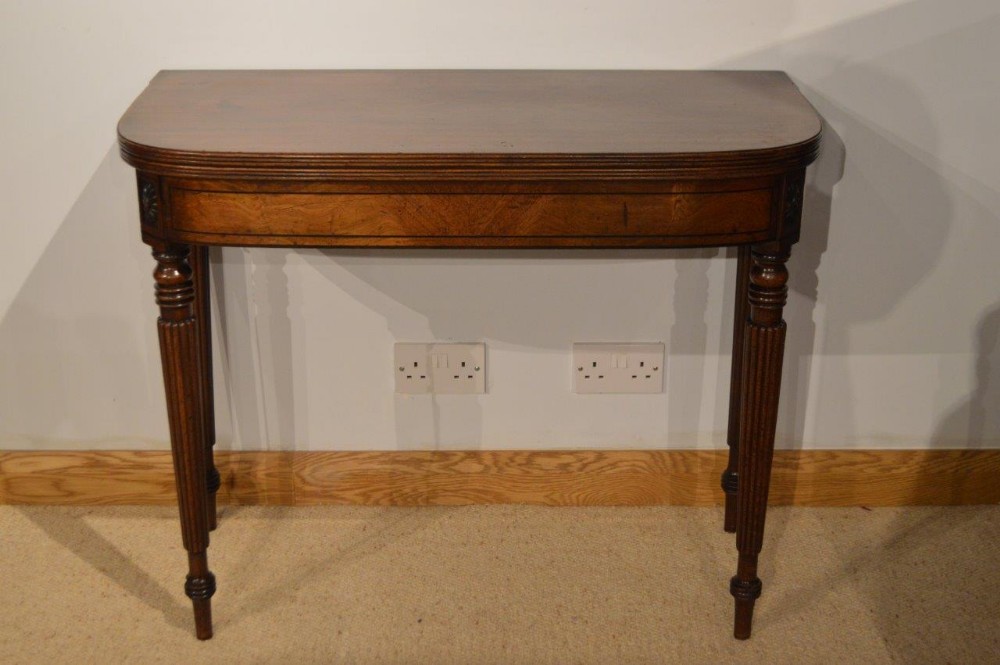 A Cuban Mahogany Regency Period D Shaped Fold Over Card Table