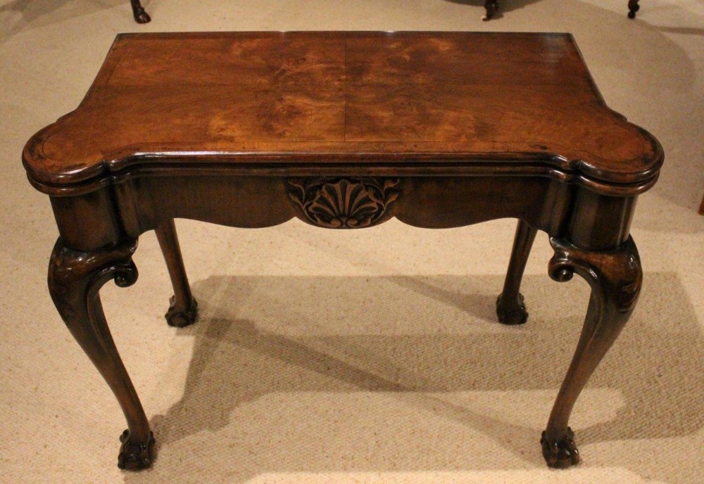 A Fine Walnut George II Style Fold Over Games Table By Tozer Of London