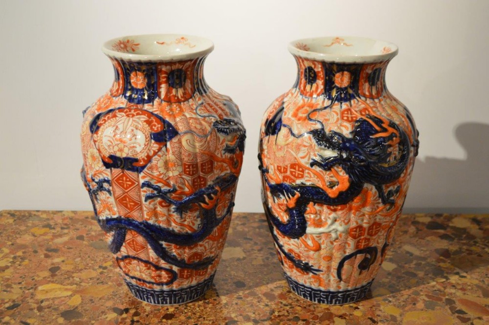 A Pair Of Meiji Period Japanese Imari Vases