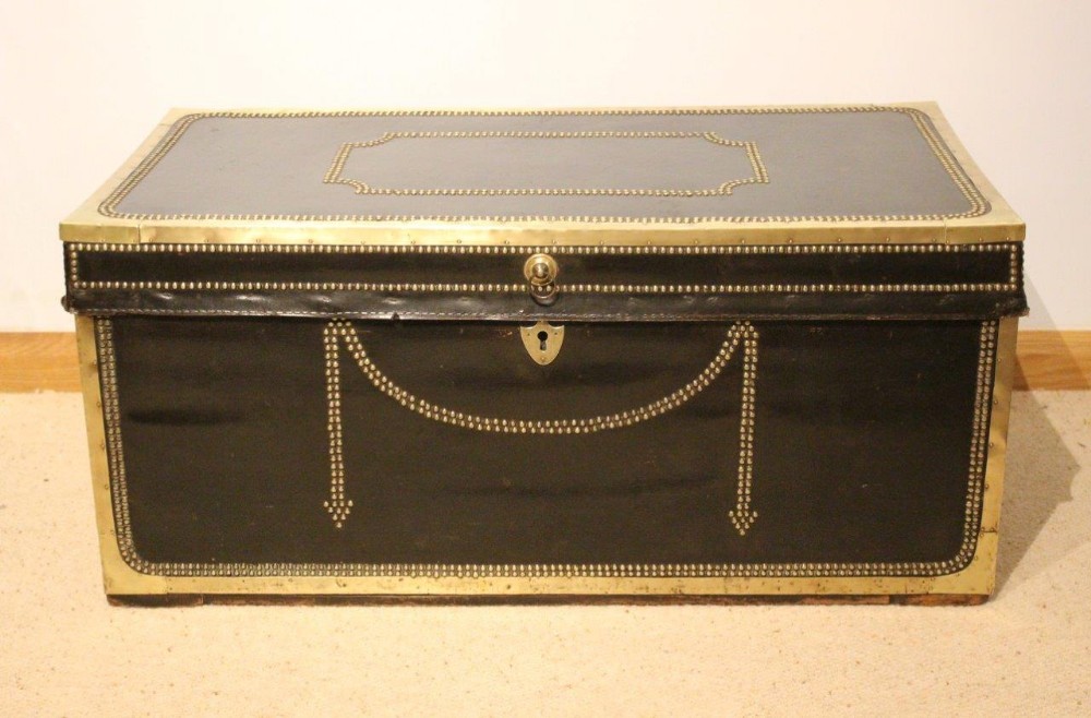A Leather & Brass Mounted 19th Century Camphor Trunk/Coffee Table