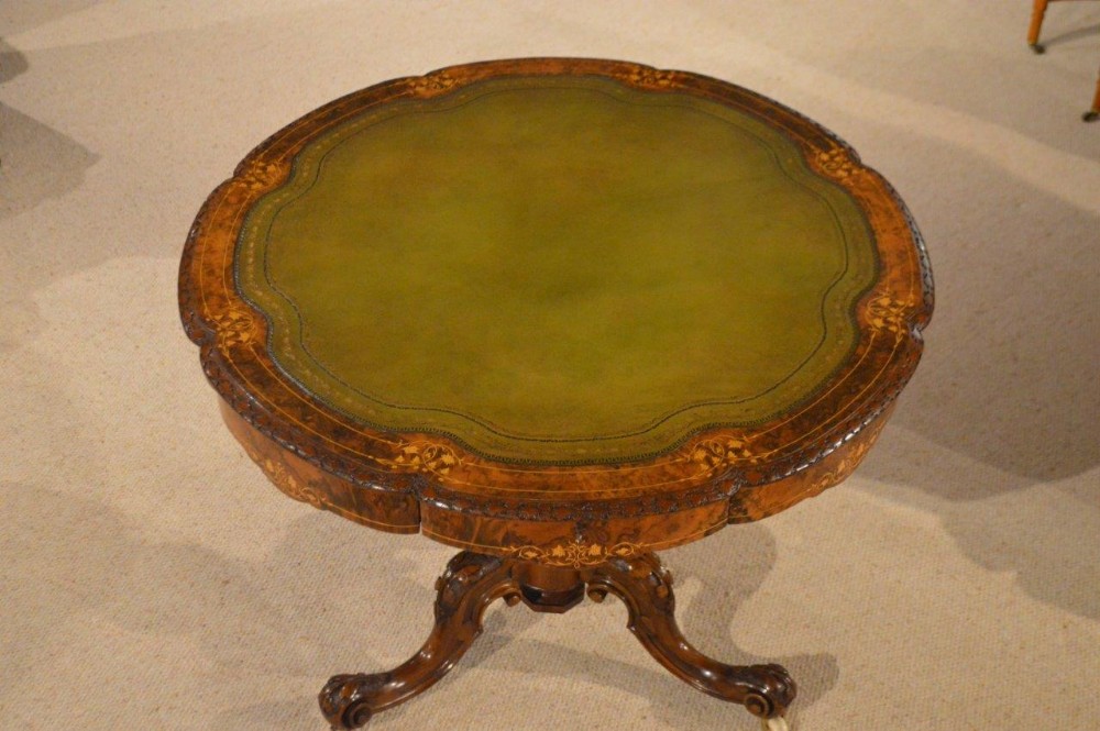 A Stunning Quality Burr Walnut Victorian Period Revolving Drum Table