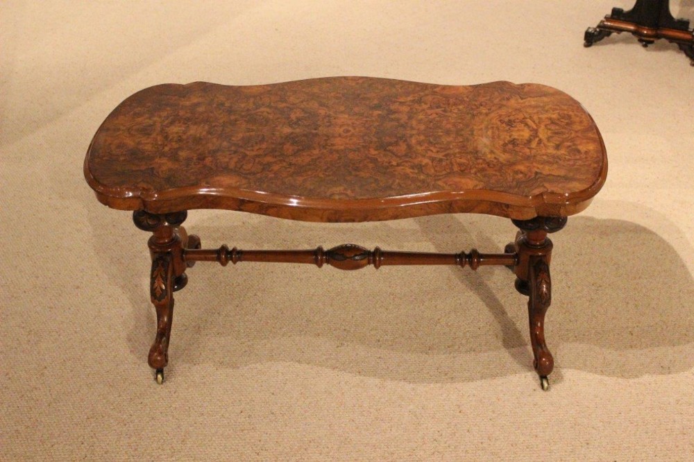 A Burr Walnut Victorian Period Antique Coffee Table
