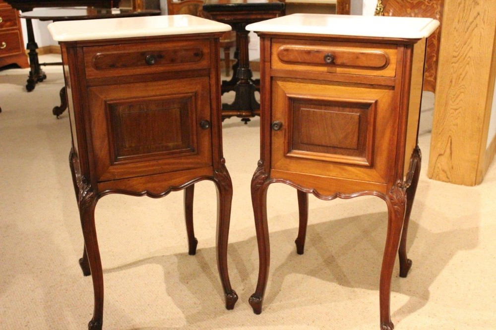 A Good Pair Of Mahogany French Antique Bedside Cabinets/Cupboards