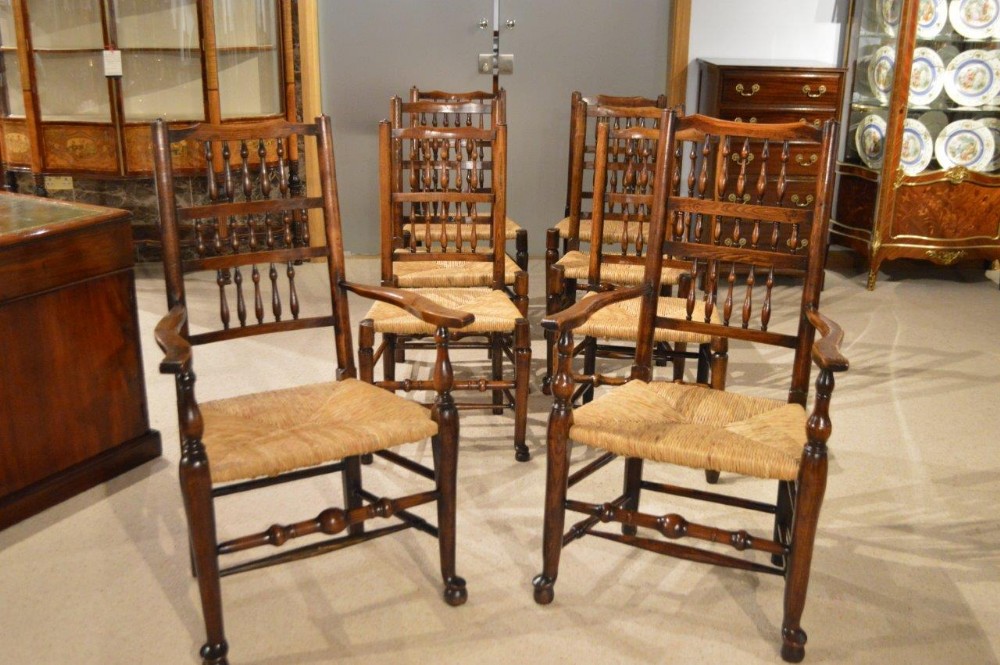 A Harlequin Set Of 8 Ash & Elm Lancashire Spindle Back Dining Chairs