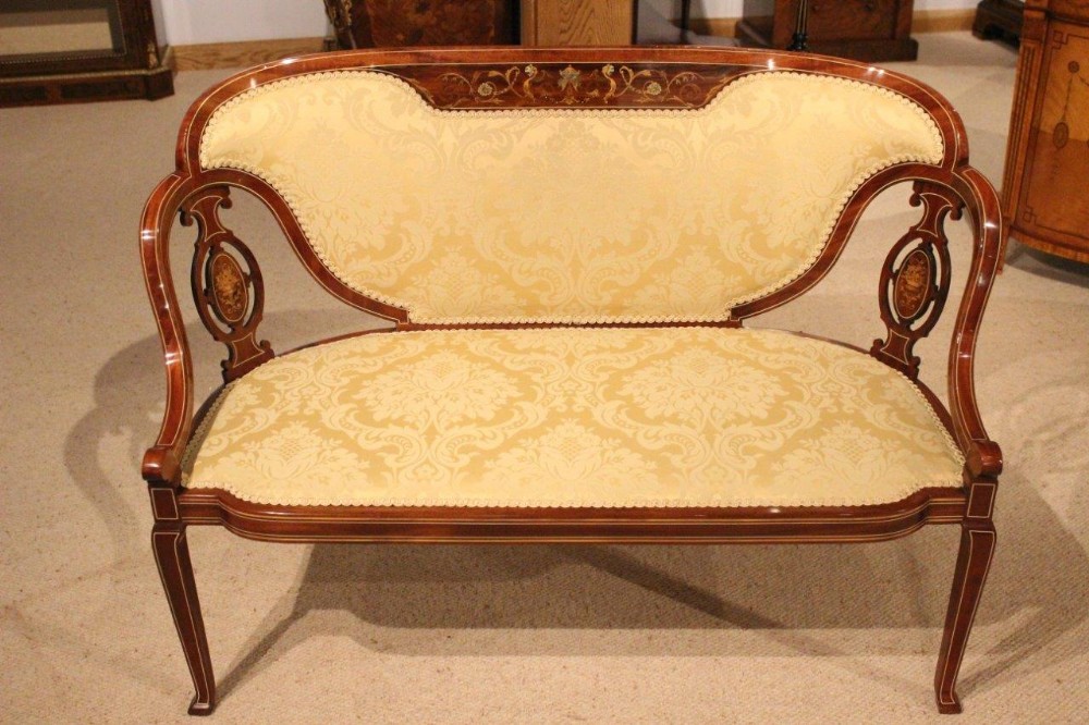 A Stunning Quality Marquetry Inlaid Edwardian Period Antique Settee/Sofa