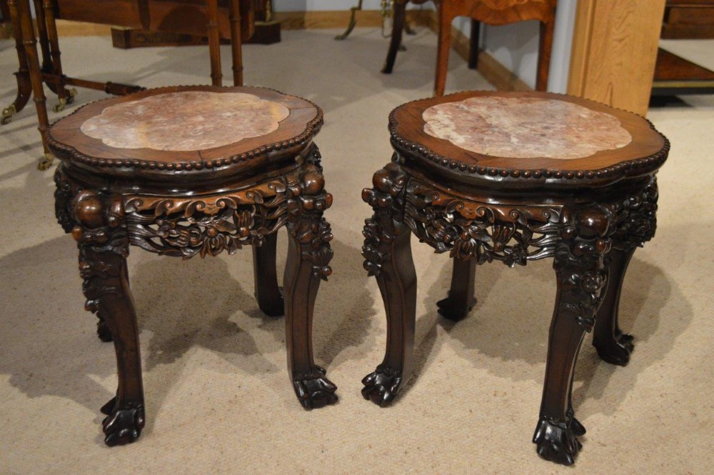 A Good Pair Of Hardwood Chinese Stands