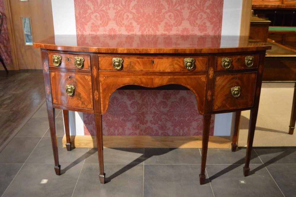 A Mahogany George III Period Antique Bow Front Sideboard