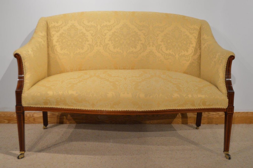 A Beautiful Mahogany Inlaid Edwardian Period Antique Settee