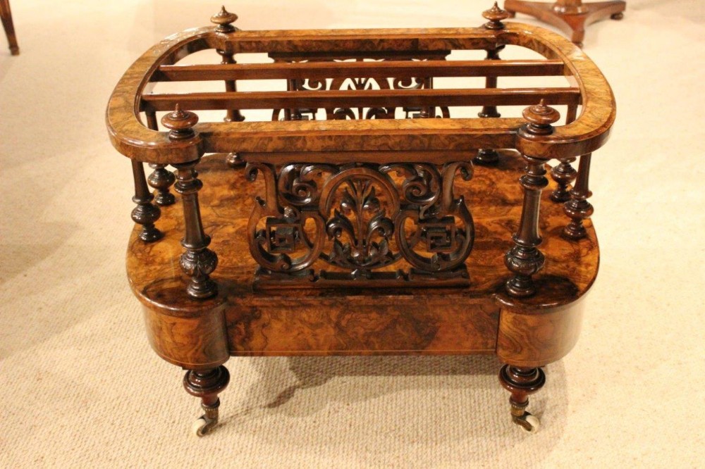 An Exceptional Large Burr Walnut Victorian Period Antique Canterbury