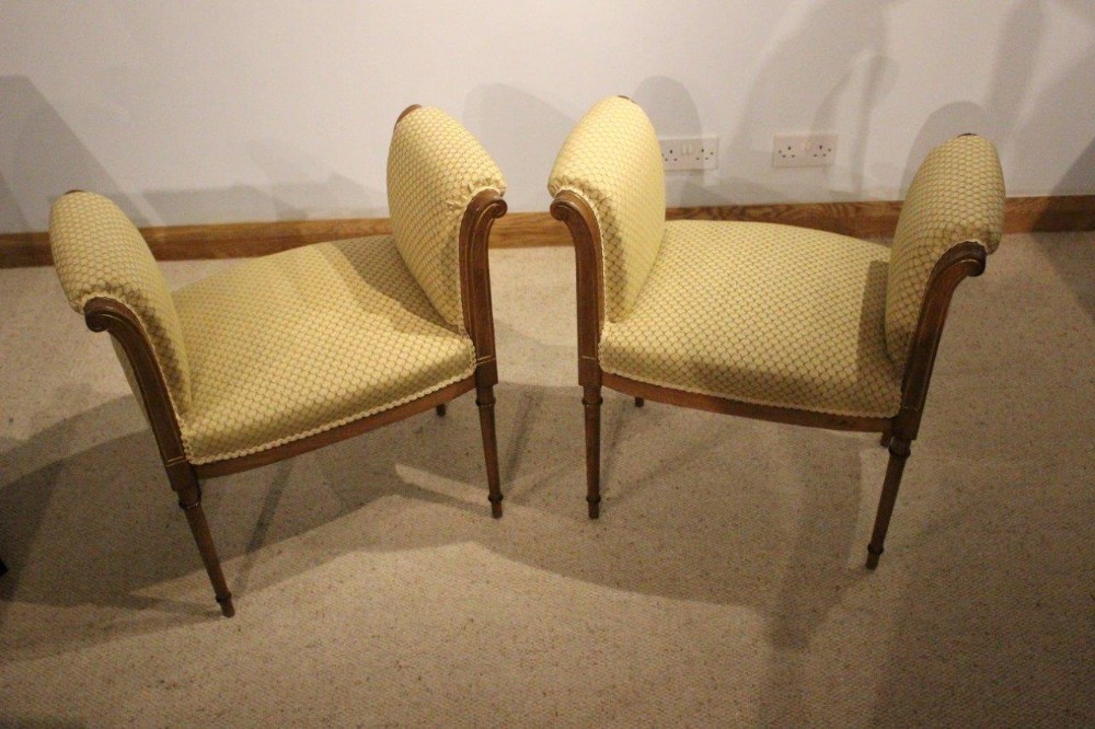 A Pair Of Mahogany & Parcel Gilt Late 19th Century Window Seats/Stools