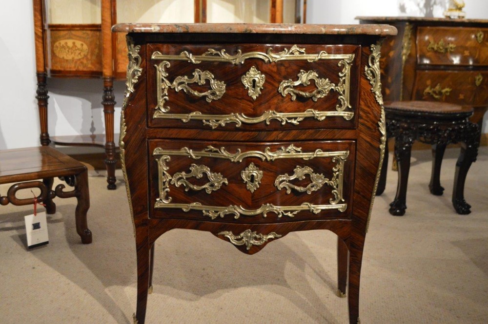 A Small Kingwood Louis XVI Period Marble Top Commode