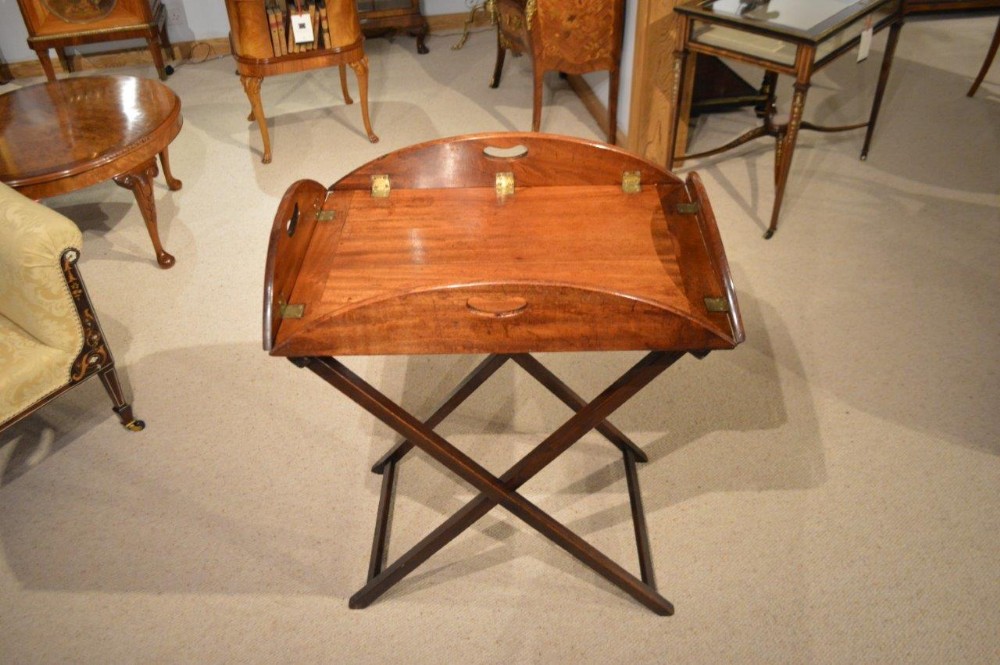 A Mahogany Regency Period Antique Folding Butlers Tray On Stand