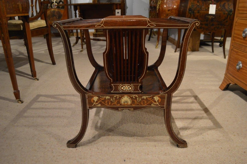 A beautiful mahogany inlaid Edwardian Period antique Canterbury