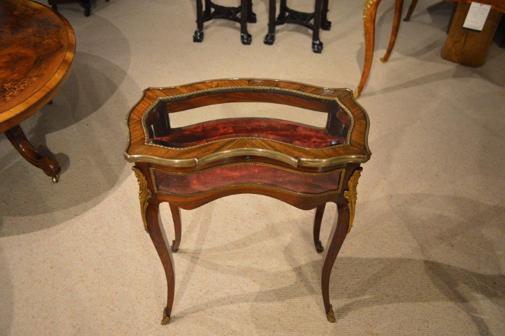 A Beautiful Rosewood & Ormolu Mounted Late 19th Century Bijouterie Cabinet