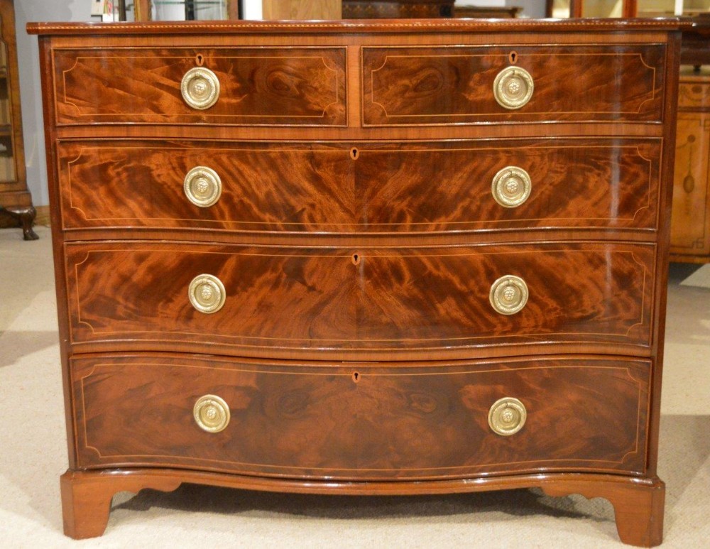 A Stunning Quality Mahogany Edwardian Period Mahogany Serpentine Chest Of Drawers