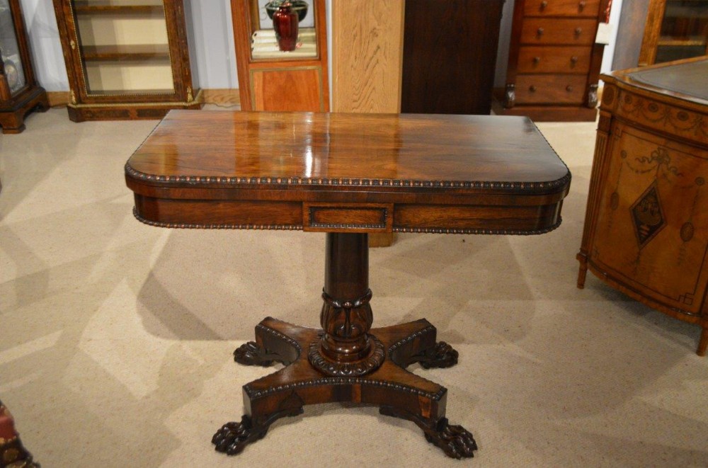 A Rosewood William IV Period Antique Fold Over Tea Table