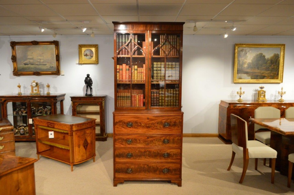 A Good Mahogany George III Period Antique Secretaire Bookcase