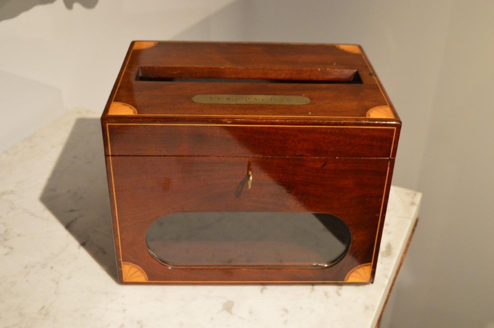 A Mahogany Edwardian Period Country House Newspaper Box