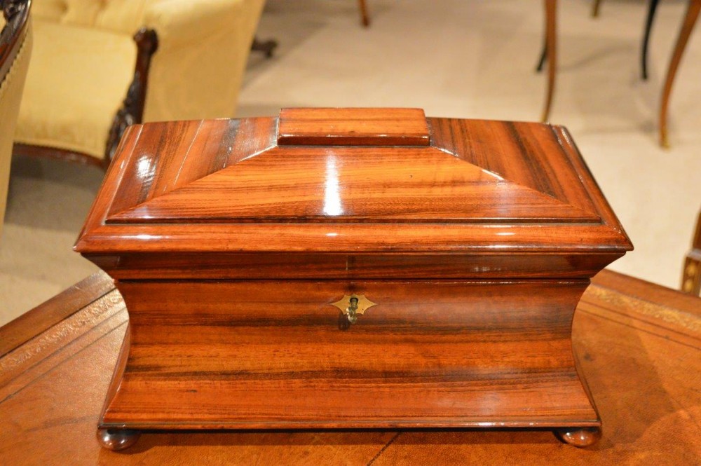 A Goncalo Alves Regency Period Antique Tea Caddy